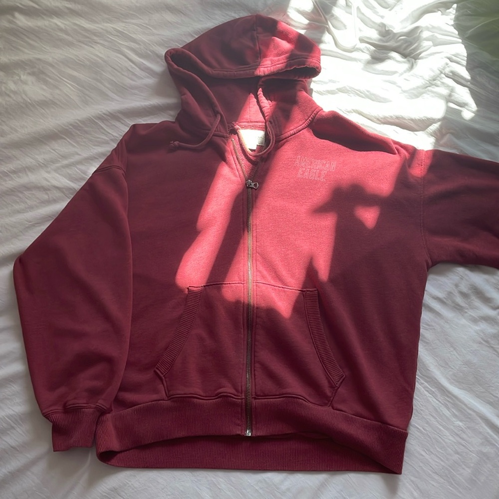 American Eagle red/pink zip up hoodie